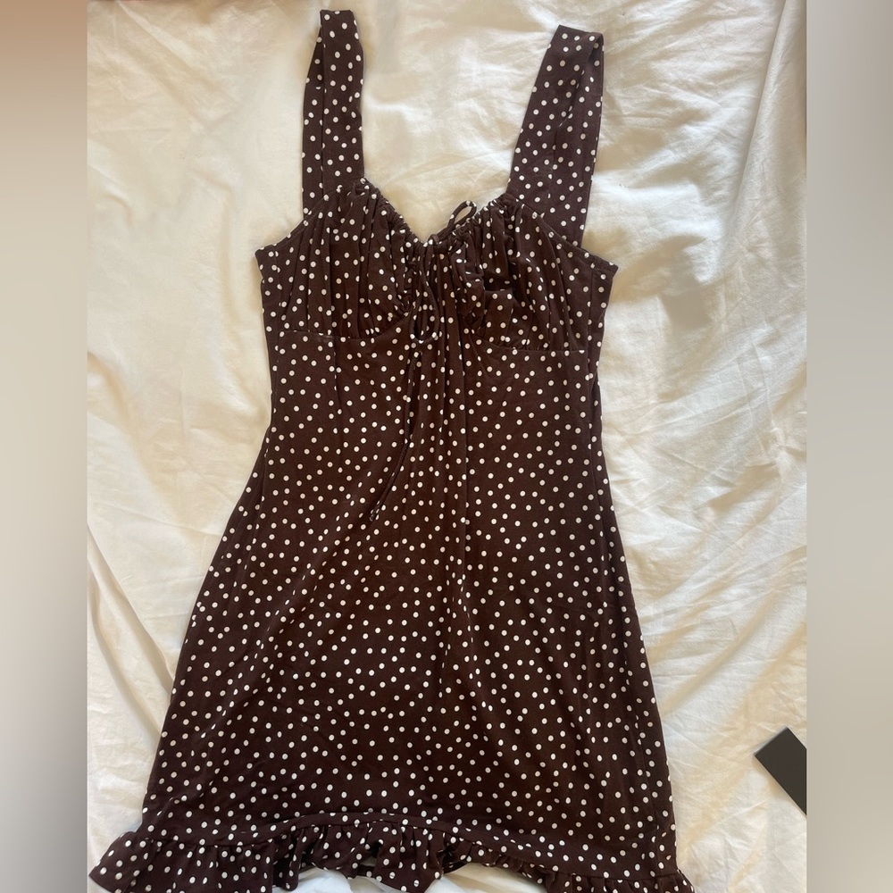 COPY - Reformation brown polka dot dress